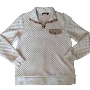 Doe & Rae Sweater Sweatshirt Quilted Off White Ivory Women's Size Medium